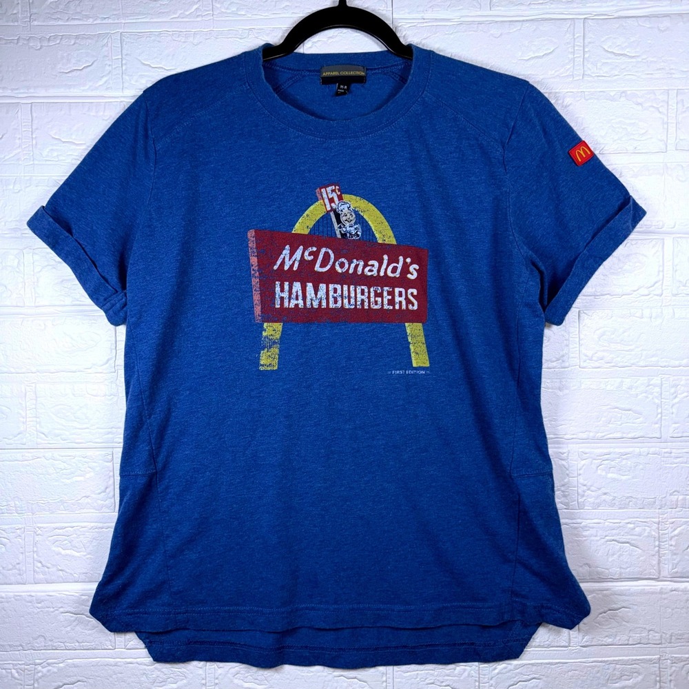 McDonald's T-Shirt Unisex M Blue Vintage Style Graphic Tee Short Sleeve Retro